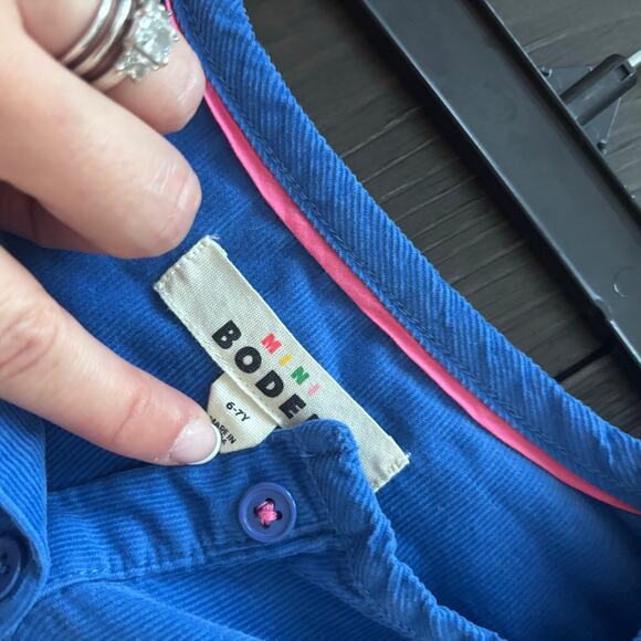 Boden Girl’s Norah Scallop Cord Dress Blue Sz 6-7Y - Picture 10 of 11